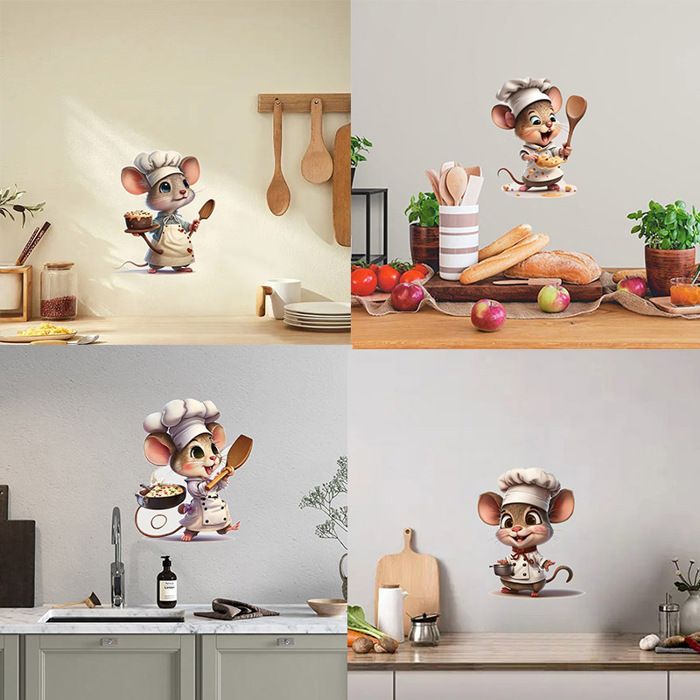 Sticker Mural Souris Qui Lit - Autocollant Déco Humoristique Pour Chambre Enfant Ou Cuisine