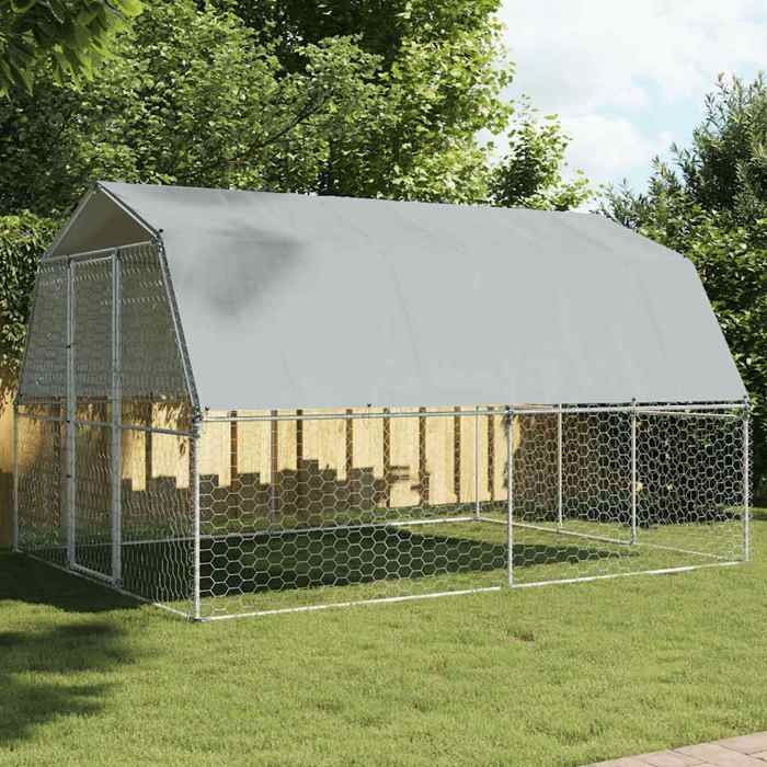 Comparer les prix de vidaXL Cage pour Chiens avec Toit et Porte, Parc à Chiens, Enclos pour Animaux, Chenil de Terrasse Extérieur, Argenté Acier 3294909