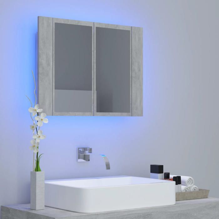 Armoire murale de salle de bain GGK à miroir LED Gris béton Acrylique gg38
