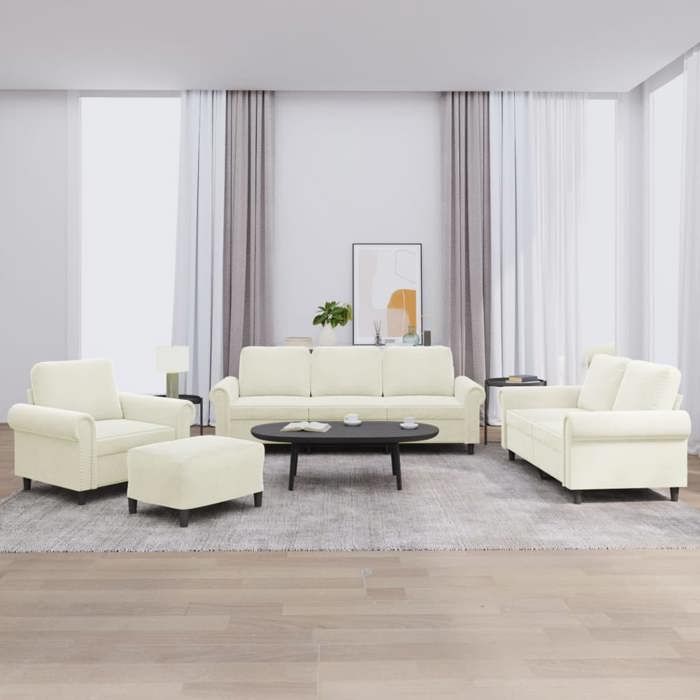 vidaXL Ensemble de Canapés avec Coussins 4 pcs Canapés avec Accoudoirs Ensemble de Meubles avec Repose-pieds Salon 3202188