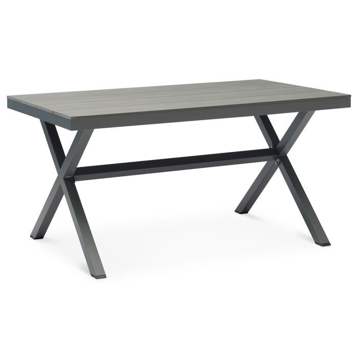 Table de jardin extérieur WINDY L 150 cm en aluminium gris pour 6 ...