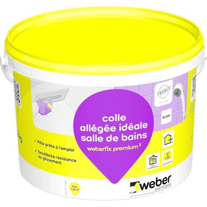 Colle allégée pour carrelage spéciale salle de bain WEBER.FIX PREMIUM ² D2 ET Le Seau de 5 Kg - vue 1