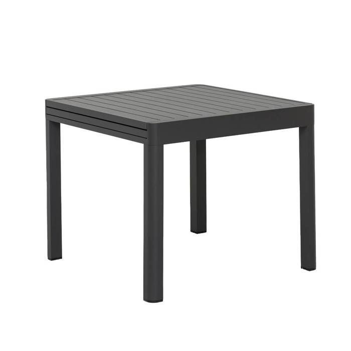 Table de jardin carrée en aluminium gris Kaïa