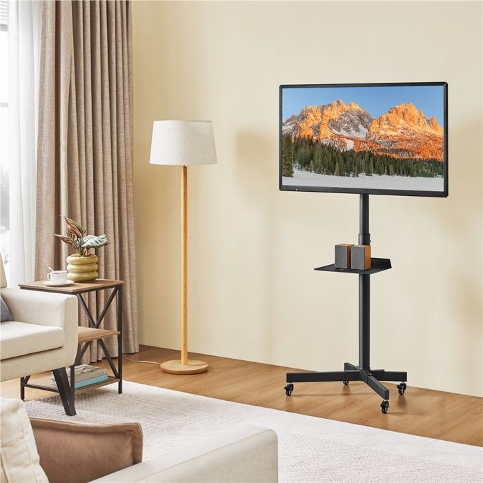 Yaheetech Support TV Pivotant pour Téléviseur de 23-60 Pouce Écran LED LCD Hauteur et Angle Réglable Support de TV Noir