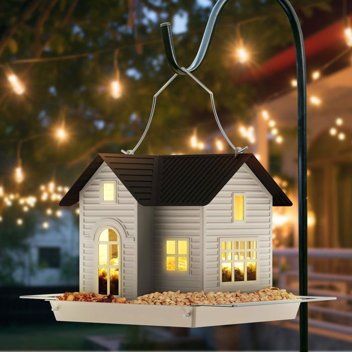 Comparer les prix de Mangeoire à Oiseaux pour Extérieur avec Lumière SolaireMetal Bird Feeder with Solar Light -Style de Maison en MétalCadeaux