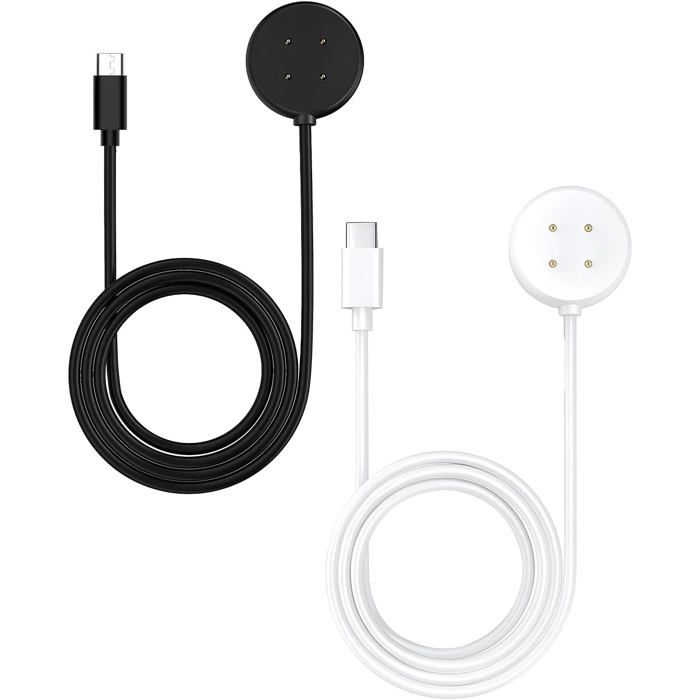 Lot de 2 Type C 1M Câble de Chargeur Magnétique Compatible avec Google Pixel Watch 3 2 Fitbit Versa 4 3 Fitbit Sense 2 Fitbit Ace
