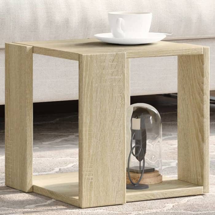 Table basse en bois dingénierie - VIDAXL - Chêne sonoma - 32x32x30 cm - Capacité 75 kg - Espace de rangement