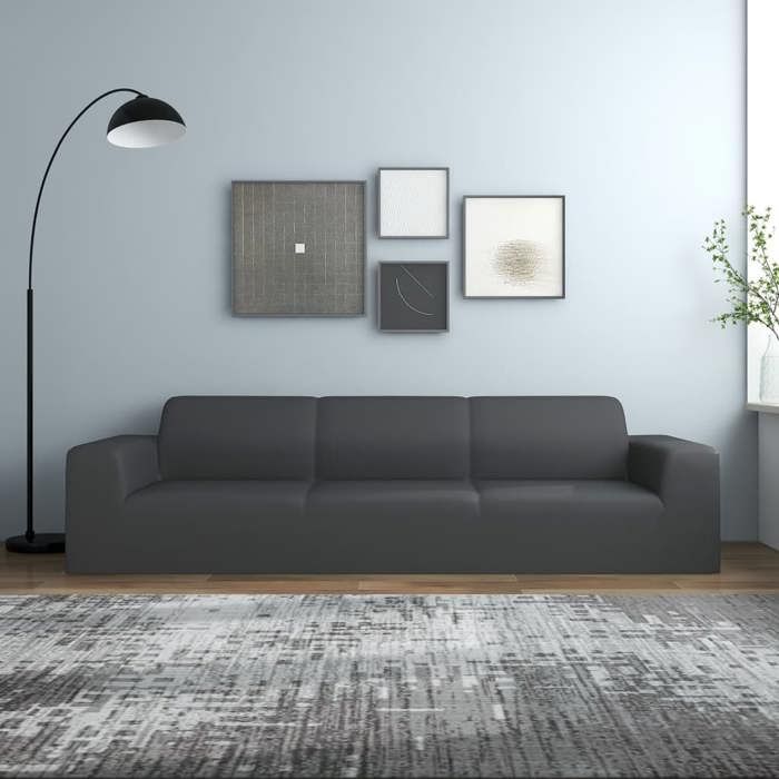 Housse extensible pour canapé - vidaXL - 4 places - Anthracite - Jersey de polyester - 235 à 300 cm - Facile à nettoyer