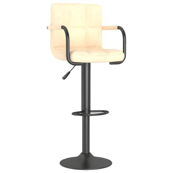 NEUF 2026 CHIC Tabouret de bar SWEETY 1 PC CHAISE HAUTE Crème Velours 48x47x(90-111) cm CCC1894