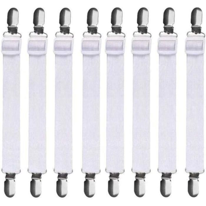 8Pcs (60cm à 200cm) Tendeur Drap Housse Lit Drap RéglableTendeurs de MaintienConvient à Tous Lits et MatelasNoir