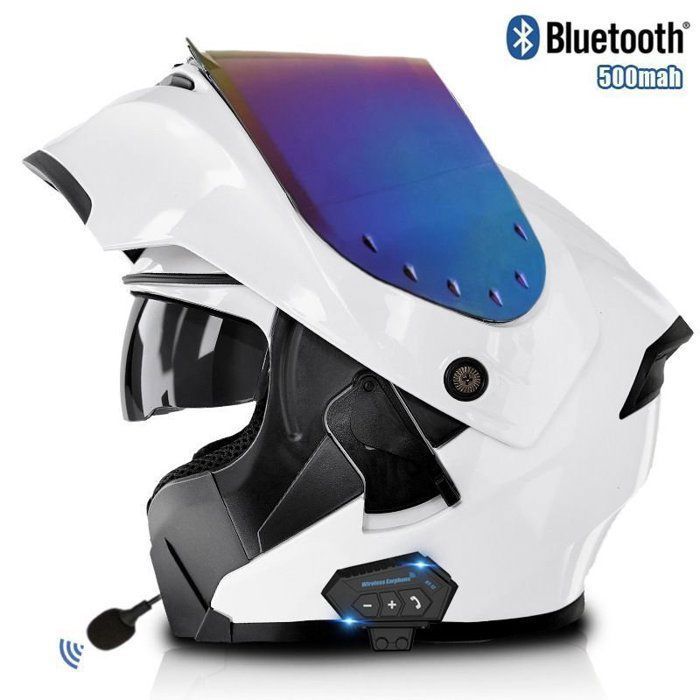 Casque Moto Modulable Bluetooth Casques Intégral Flip-Up Modulables Casque de