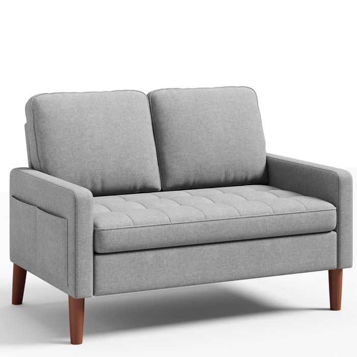 Canapé 2 Places - Bealife Canapé Scandinave - 2 Coussins - 2 Accoudoirs - Salon - Chambre - 121x76x87 cm - Pied 18 cm H - Gris Clair
