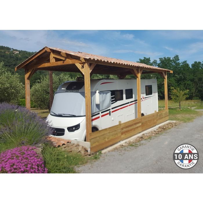 Carport Bois Douglas Français camping car 34 m² – 2