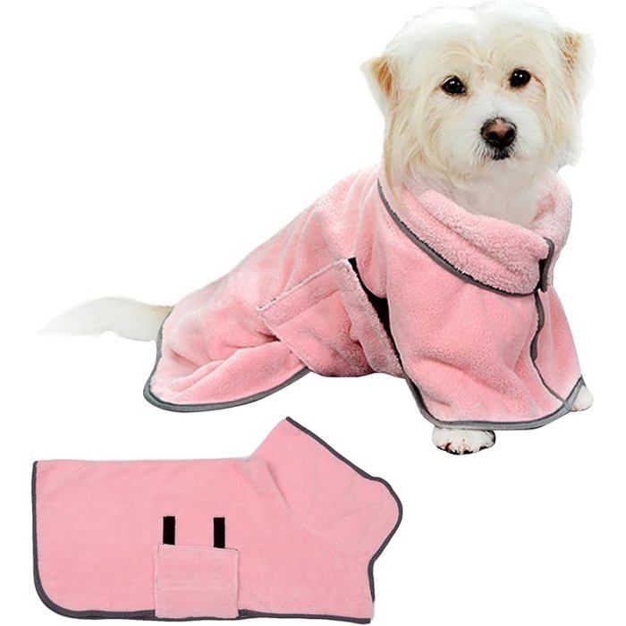 Peignoir Chien Rose Serviette Chien Super Absorbante Pyjama Chiens Manteau de Séchage Rapide pour Animaux Moyens et Petit SERVIETTE