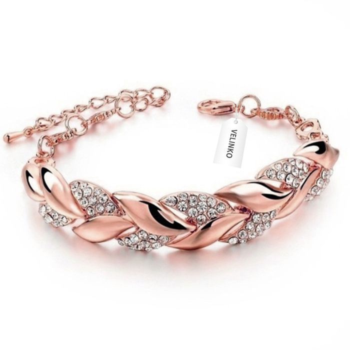 Bracelet pour femme - VELINKO - Bracelet Feuilles 40 g Bracelet de mariage cadeau tendance pour une soirée plaqué or rose