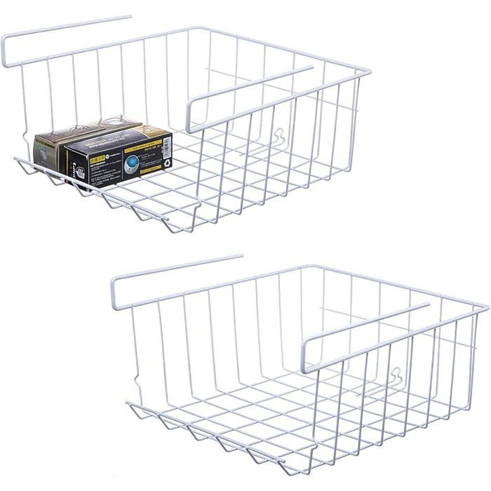Lot de 2 paniers Suspendus empilables en métal pour Cuisine Bureau Garde-Manger Salle de Bain Armoire