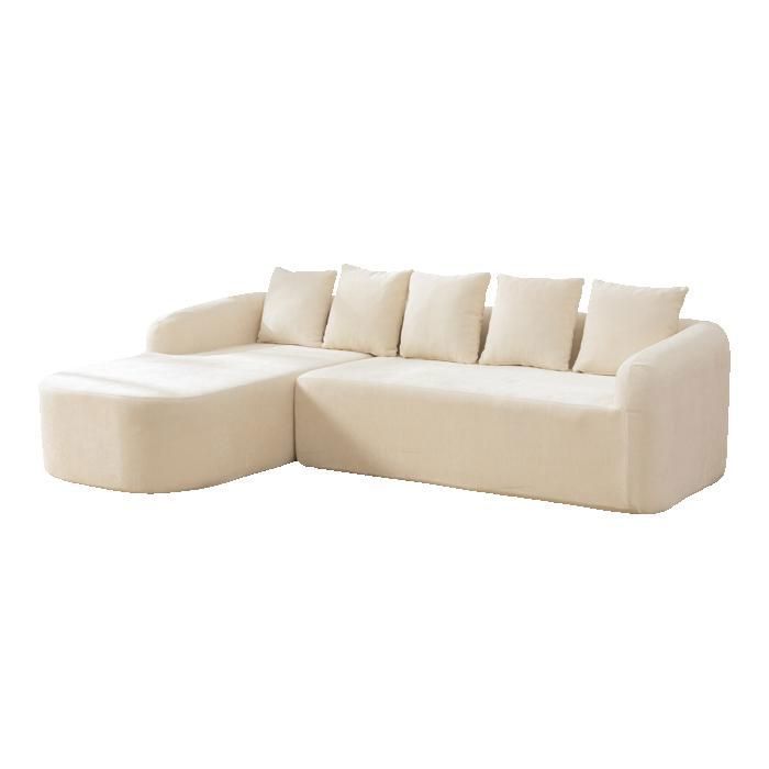 Canapé Modulable 4 Places en Chenille avec Mousse HR 30D - Canapé compressé avec Base Antidérapante - Design Ergonomique - Beige