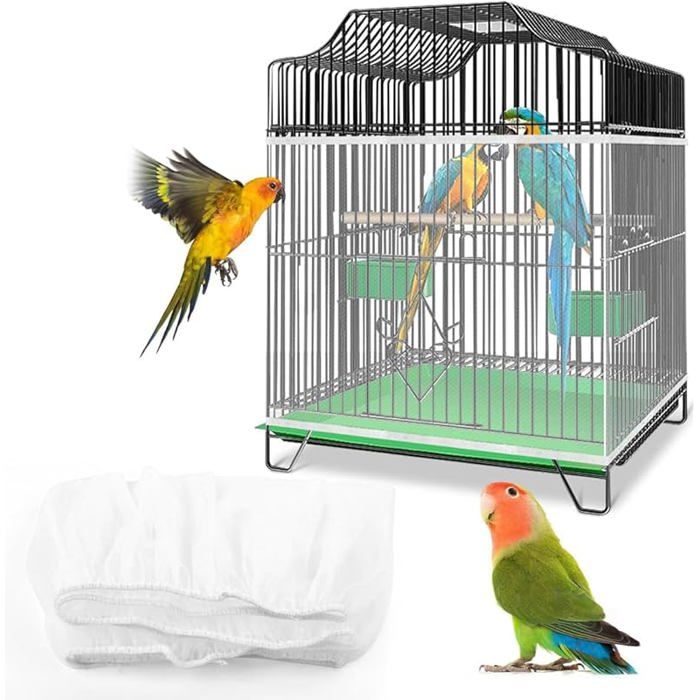 Protection cage oiseaux en nylon filet lavable et respirant taille XL blanc