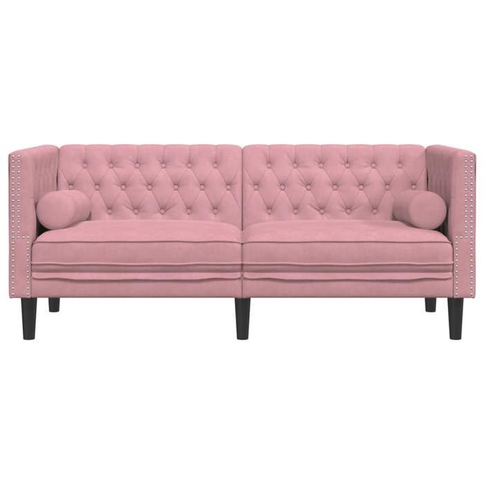 Rose SOFA - Moderne - Canapé Chesterfield avec traversins 2 places - contemporain - rose velours C1955
