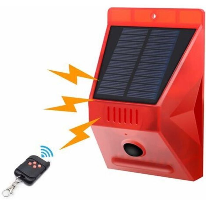 Lampe Solaire stroboscopique avec détecteur de Mouvement Achort IP65 étanche LED détecteur de Alarme Solaire avec télécommande 129 Lampe Solaire stroboscopique avec détecteur de Mouvement Achort IP65 étanche LED détecteur de Alarme Solaire avec télécommande 129