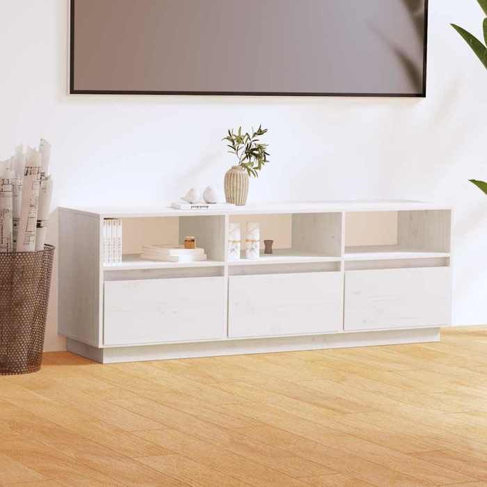 Armoire de Télévision 1 PC - Banc TV Moderne - Blanc 140x37x50 cm Bois de pin massif T3964