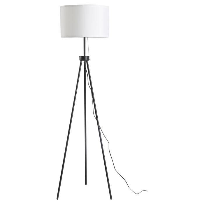 Lampadaire avec abat-jour en polyester et coton lampe sur pied avec douille E27 pour salon chambre blanc ampoule non incl