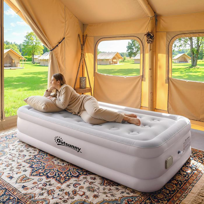 Matelas gonflable - 1 place pliable 190×97×39 cm - Pompe rechargeable intégrée - Gonflage 3 min / dégonflage 2 min - Support 200 kg