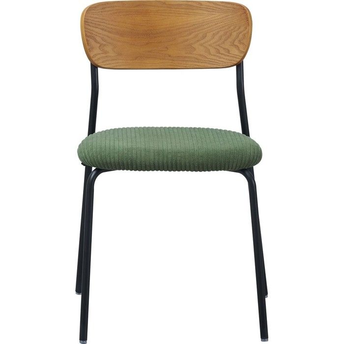 Lot de 2 chaises en bois et velours côtelé vert kaki - Leya Lot de 2 chaises en bois et velours côtelé vert kaki - Leya