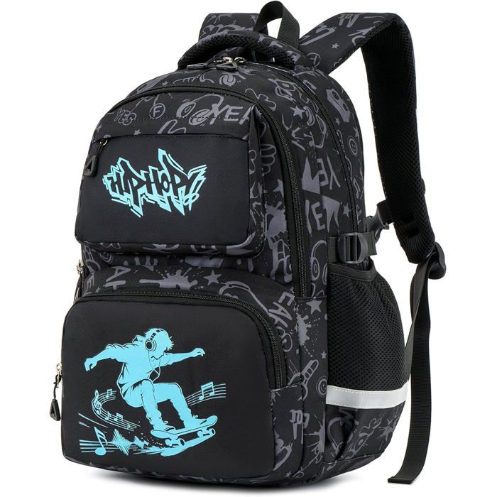 Sac À Dos Garçon LumineuxCartable Scolaire Primaire Adolescent Léger DurableSac Ecole Enfant Avec Bandes Réfléchissantes Grande