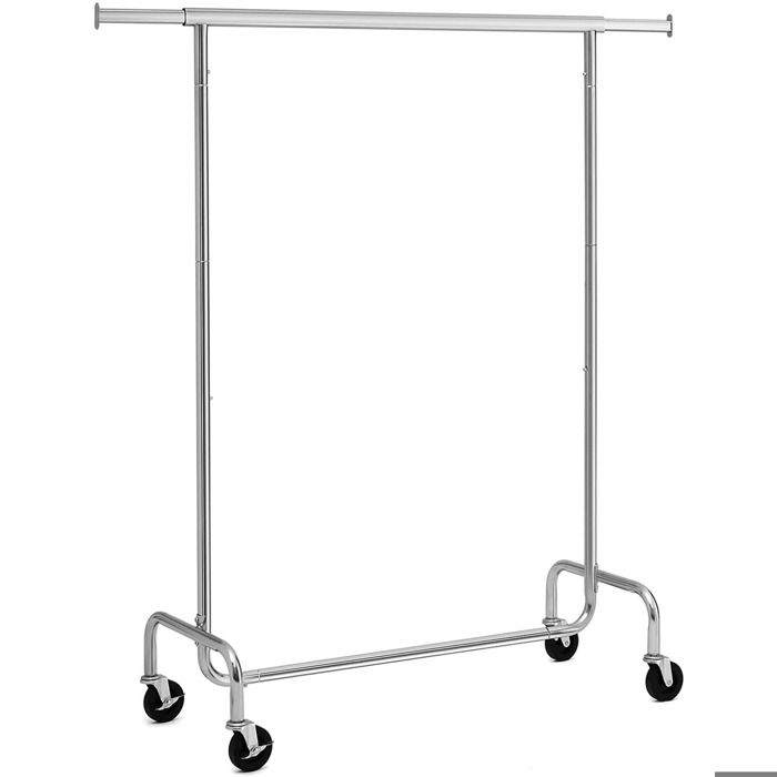 Portant Professionnel sur Roues en Métal Chromé - Argent XL - Réf. VK8681847477815