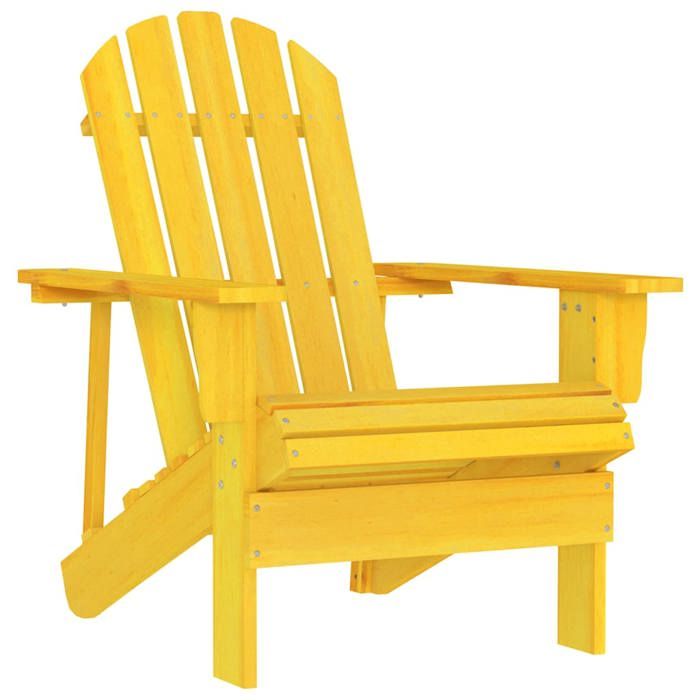 Chaise de terrasse confortable 1 PC Fauteuil Extérieur Adirondack bois de sapin massif jaune LL3544