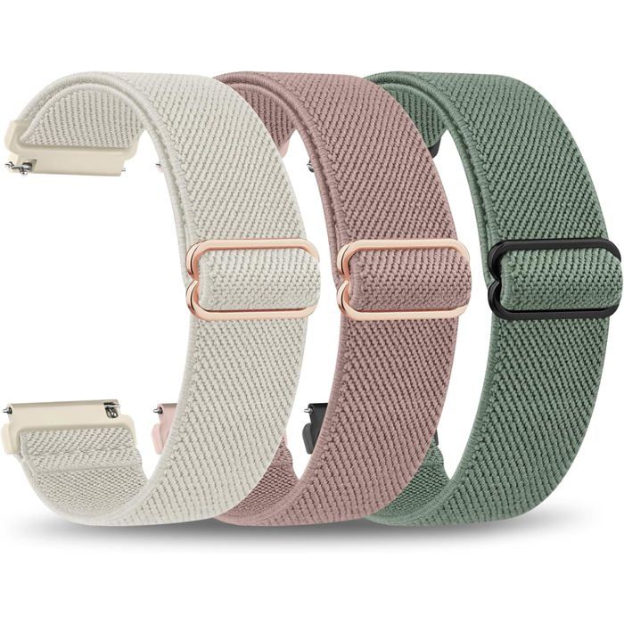 Lot de 3 Bracelet pour Garmin Venu 2S/Venu 3S/Vivomove 3S/Vivoactive 4S Femme 18mm Bracelets de Remplacement en Nylon