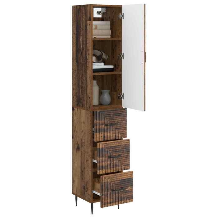 Armoire de stockage - forme rectangulaire - Ensemble de Meubles 2 pc 33 x 345 x 90 cm - Bois dingénierie - Assemblage requis（2582）