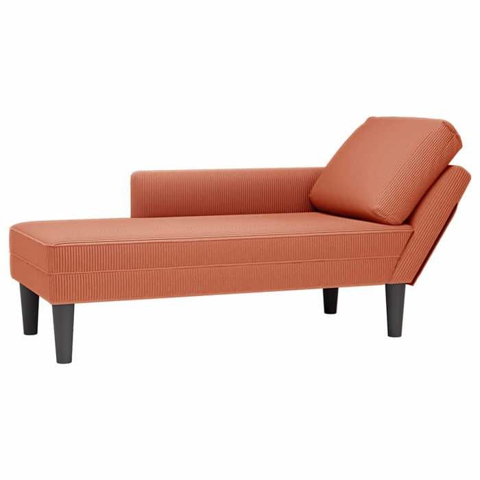 Stable&robuste Chaise longue avec coussin rouge orange tissu en velours côtelé avec manuel de montage &01_10061
