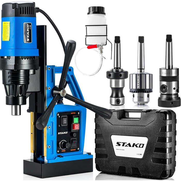STAKO Perceuse magnétique SCY-2800RE 2050 W 17000N Ø 80 mm avec coffret et mandrins pour métaux