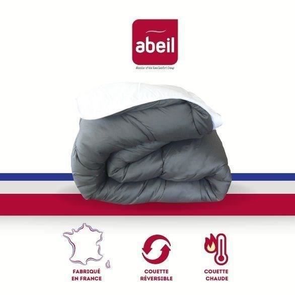 Couette Chaude Bicolore - ABEIL - 140 x 200 cm - Blanc & Gris
