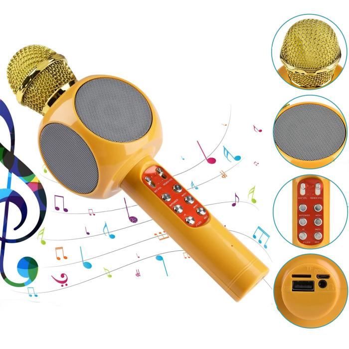 Microphone karaoké Bluetooth ,Microphone Karaoké Portable Sans Fil