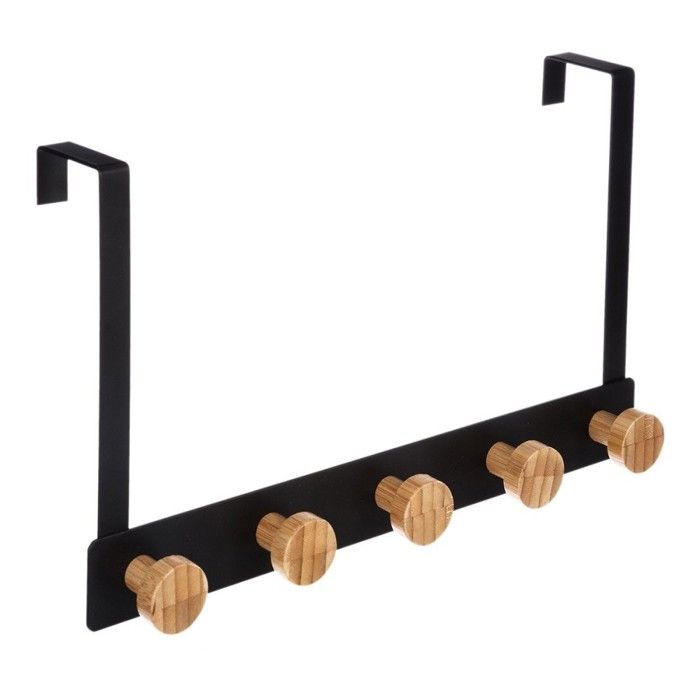 Patère métal bambou 5 têtes pour porte noir