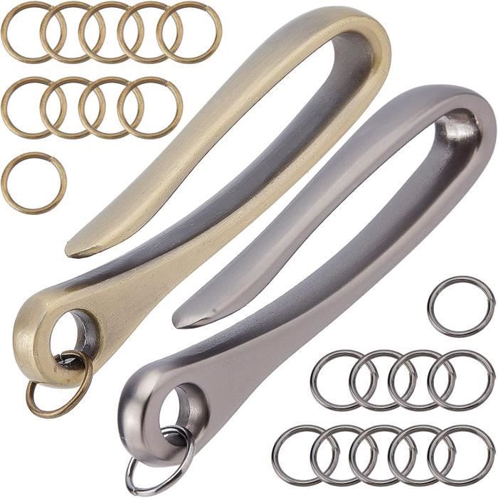 Lot De 6 Porte-clés En Laiton Forme U - 3 Tailles (49,5 à 69 Mm), Style Tibétain/vintage, Clip Ceinture/poche, Alliage Solide