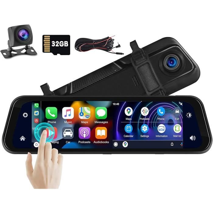 Caméra De Recul 10'' Miroir Dashcam Full HD 1080P Avec Kit Câblé - Surveillance 24h Et Enregistrement Accéléré