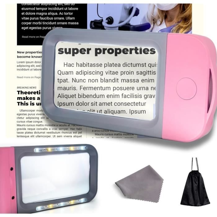 Loupe De Lecture 3X Avec 5 LED - Pliable Dimmable Pour Seniors - Lecture Artisanat Timbres