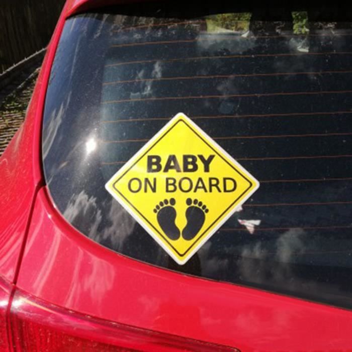 Bebe A Bord Empreinte De Voiture Corps Fenetre Autocollant Reflechissant Panneau D Avertissement Decor Noir Jaune Cdiscount Jeux Jouets