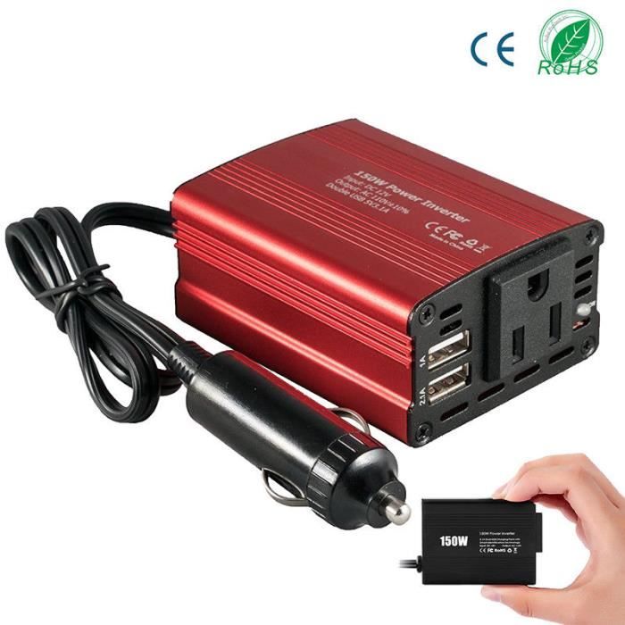 chargeur de voiture 150W convertisseur de voiture auto pour alimentation multifonction pour voiture avec chargeur USB onduleur universel de voiture