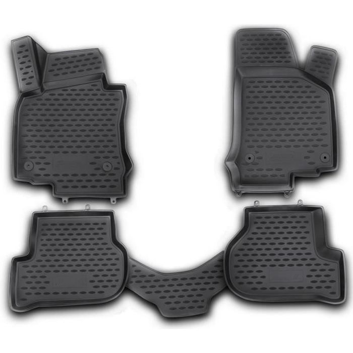 Lot De 4 Tapis D'entrée Noirs Pour VW T5, T6, T6.1 - Tapis De Sol Résistants, Faciles à Nettoyer