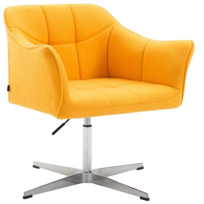 Fauteuil de bureau ergonomique sans roulettes en tissu jaune hauteur