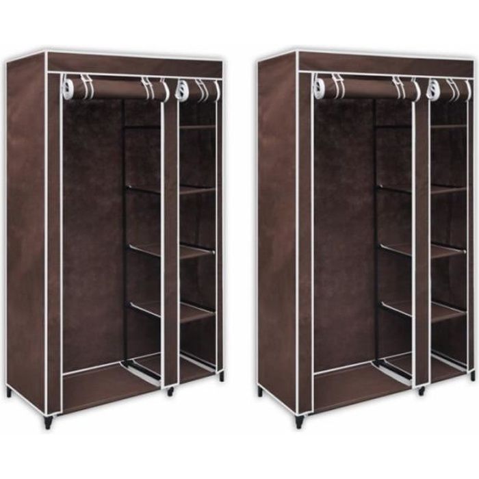 Lot De 2 Armoires Penderie Tissu Marron Entree Chambre Camping 2002003 Achat Vente Penderie Souple Lot De 2 Armoires Penderie Cdiscount