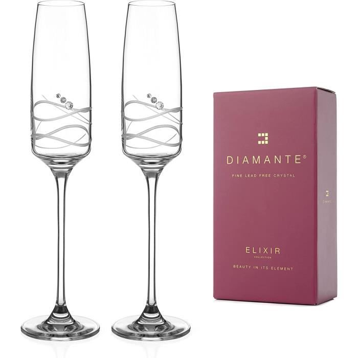 MIJOMA Lot De 2 Flûtes à Champagne Romantiques 'Love' Avec Pierres Rouges En Cœur Et Tige Rouge – Verres Élégants Pour Mariage, Saint-Valentin & Anniversaire