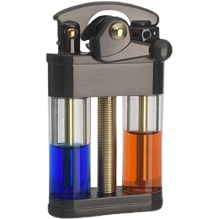 Briquet Rétro Design à Flamme Bleue - Butane Transparent Coupe-Vent, Ultra Puissant Et Portable (Sans Gaz)