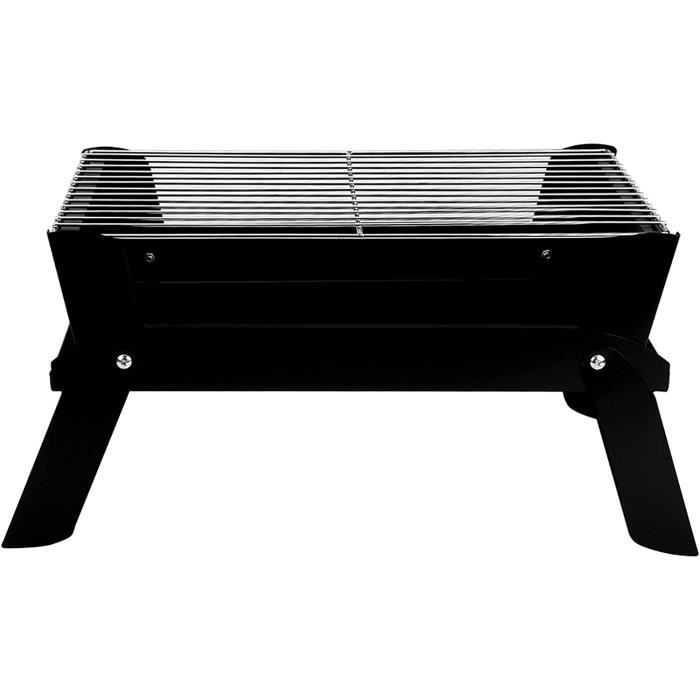 Barbecue Charbon Portable Et Fumoir - Petit Gril Pliable Pour Camping, Pique-nique, Jardin - Avec Grille Et Plaque à Rôtir - 6