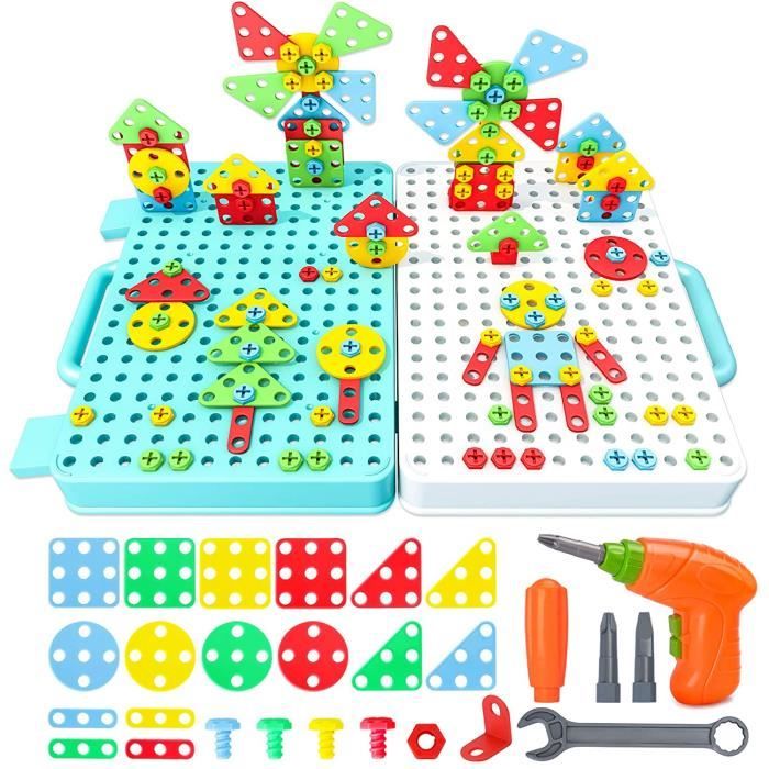 Puzzle Enfant 3D Mosaique avec Perceuse Tournevis Jouet Enfant 3
